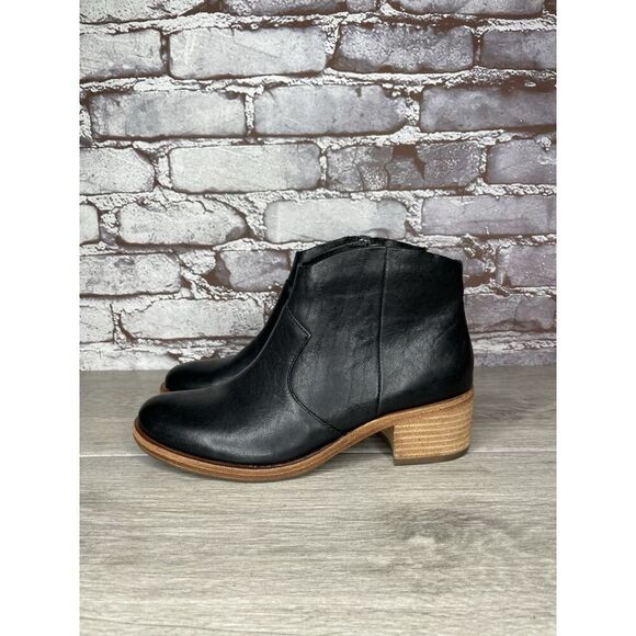 Kork-Ease Black Leather Side Zipper Heel Ankle Booties Women’s Sz 6M US/36.5EU - Picture 1 of 16